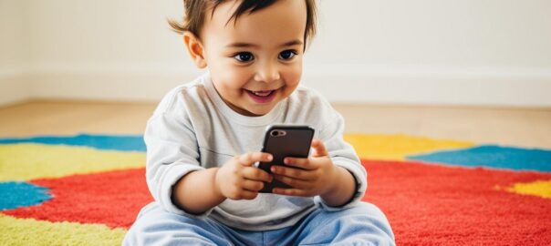 a child playing with a mobile phone
