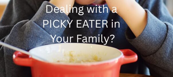 A picky eater refusing to eat food